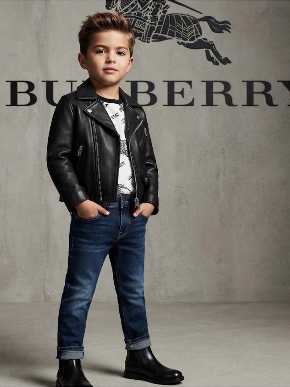 Authentic Burberry luxury designer slim fit denim jeans boys sz 4 inseam